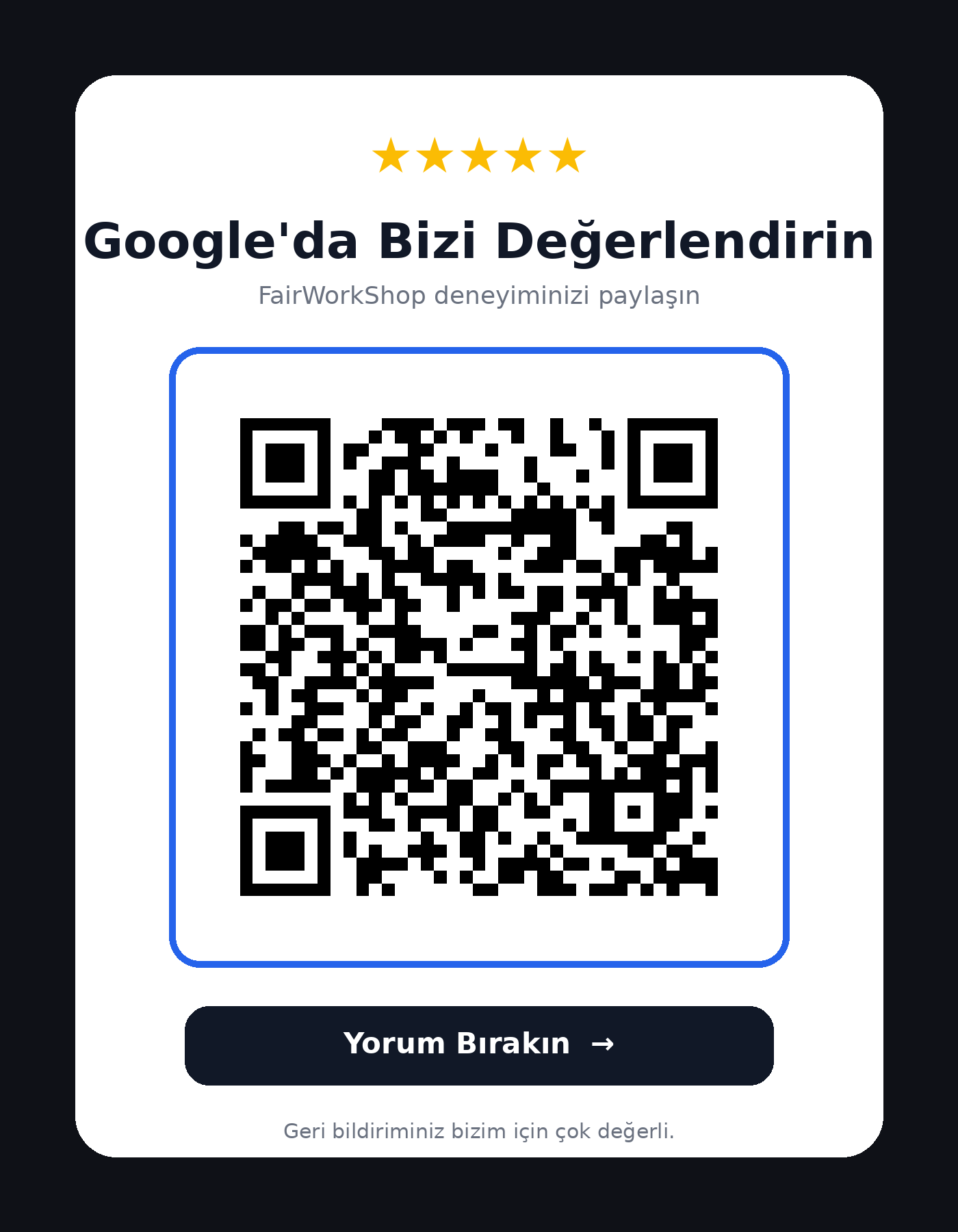 Irmak Studio Google yorum QR kodu